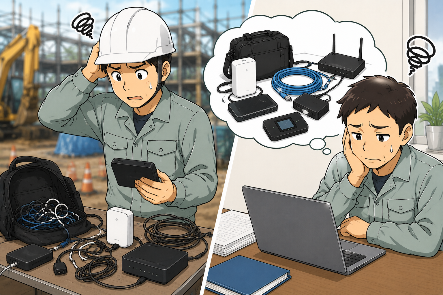 モバイルルーターなど通信機器の準備が手間で、現場での導入が面倒