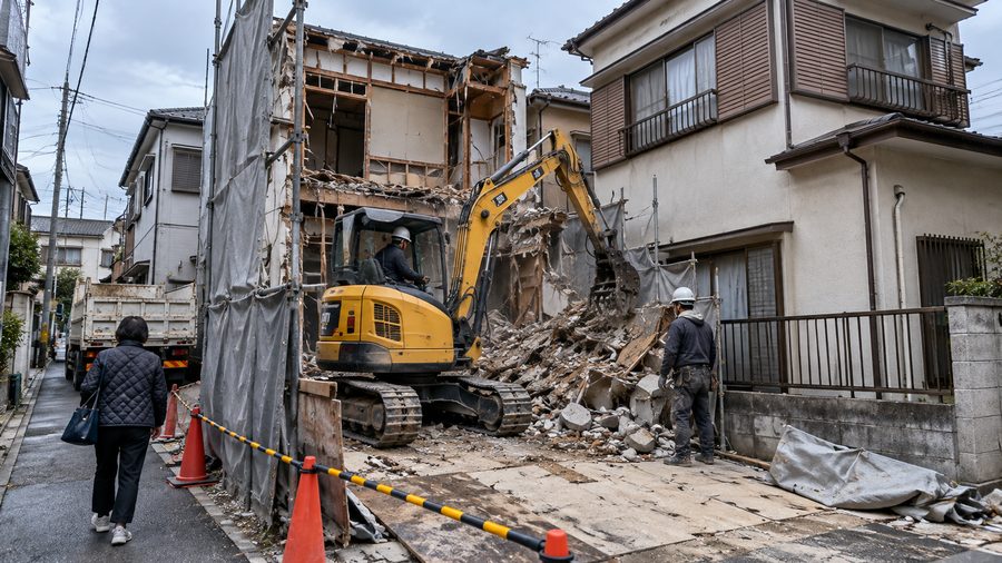 狭小地や住宅密集地は作業スペースが限られ、重機周辺の死角確認が難しい